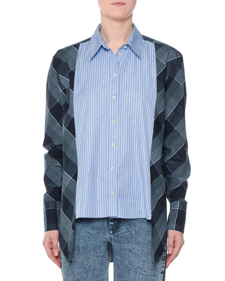Plaid & Striped Mixed-print Button-down Oxford