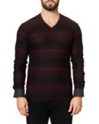 Men's Fitted Striped V-neck