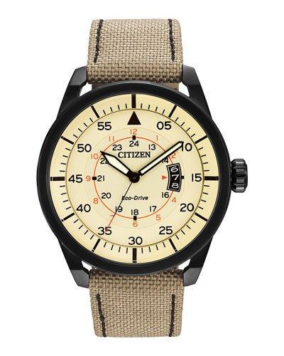 45mm Men's Eco-drive Watch W/ Canvas