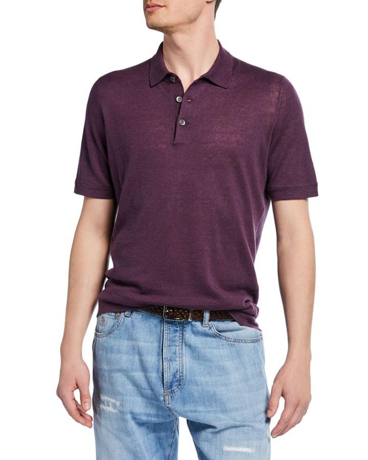 Men's Short-sleeve Linen Polo-style