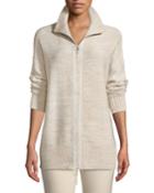 Relaxed Sequin Italian Wool/silk-blend Zip-up Cardigan