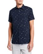 Men's Floral Clip-print Short-sleeve
