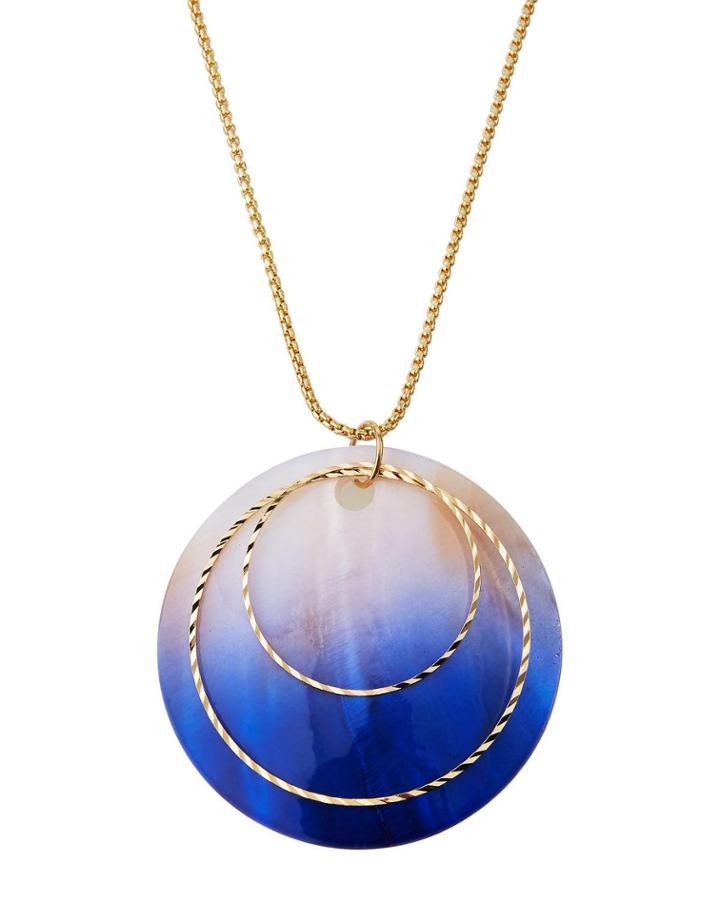 Circular Pendant Necklace, Blue