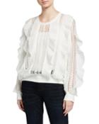 Ruffle Lace-strip Pullover