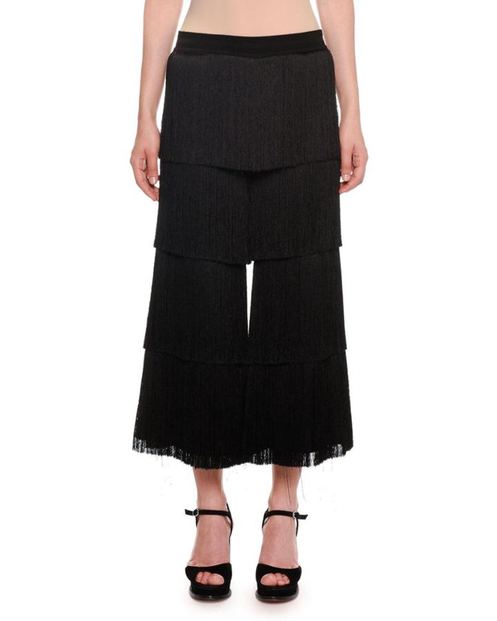 Allover Fringe Cropped Pants