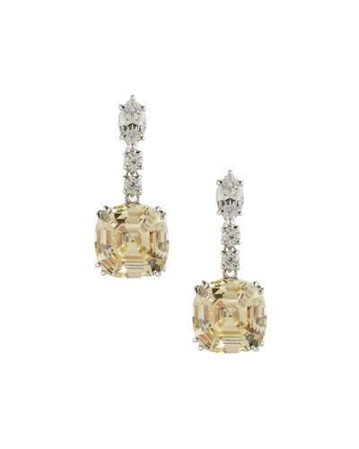 Asscher-cut Canary Crystal Drop Earrings