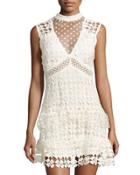 Sleeveless Crochet Lace Dress, Off White