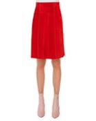 Side-zip Suede Paneled A-line Knee-length