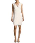 Sleeveless Floral Lace Cocktail Dress, White