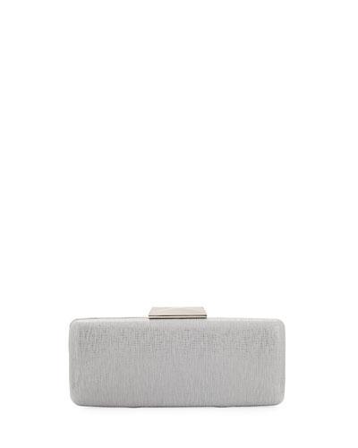 Metallic Long Box Clutch Bag, White
