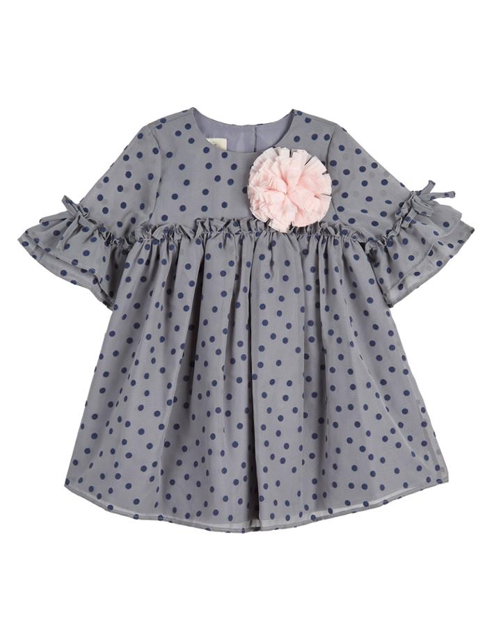 Velvet Dotted Chiffon Dress, Sizes Premie-24