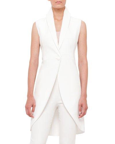 Sleeveless One-button Crepe Tailcoat