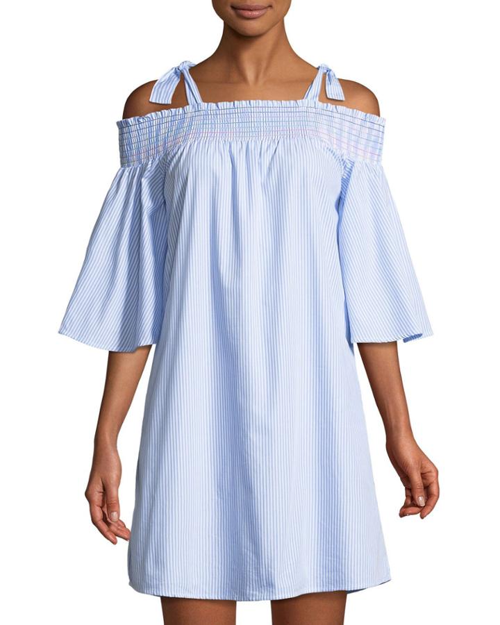 Smocked Cold-shoulder Dress