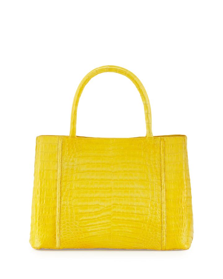 Nancy Gonzalez Small Sectional Crocodile Tote Bag, Yellow, Women's