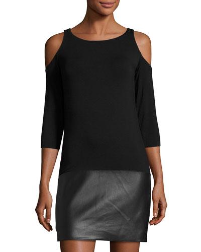 Cold-shoulder Jersey Dress, Black