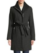 Belted Asymmetric Zip Tweed Coat