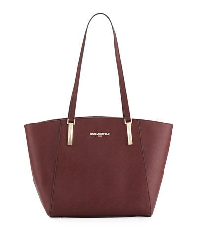 Suki Saffiano Leather Tote Bag, Wine