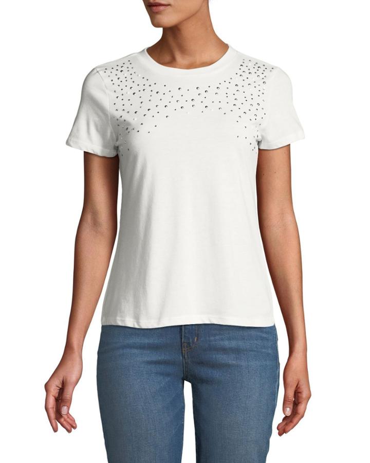 Embellished-yoke Short-sleeve Tee