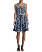 Sleeveless Intarsia Tank Dress, Navy