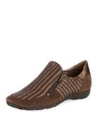 Ganice Woven Zip-up Comfort Sneakers, Brown