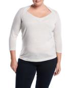 3/4-sleeve V-neck Sweater,