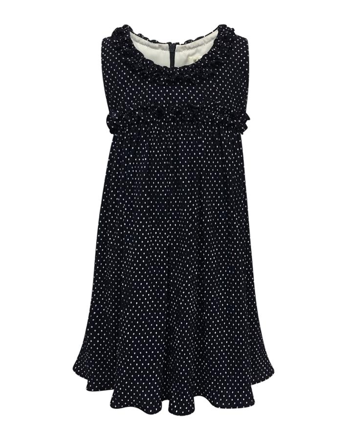 Tiny Dots Empire Ruffle-trim Dress,
