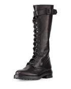 Julie Lace-up Knee Boot, Black