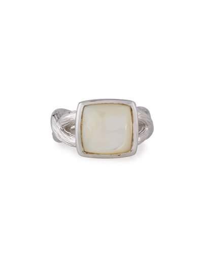 Deco Cushion-cut Mother-of-pearl Ring W/branch