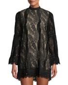 Lace High-neck Bell-sleeve