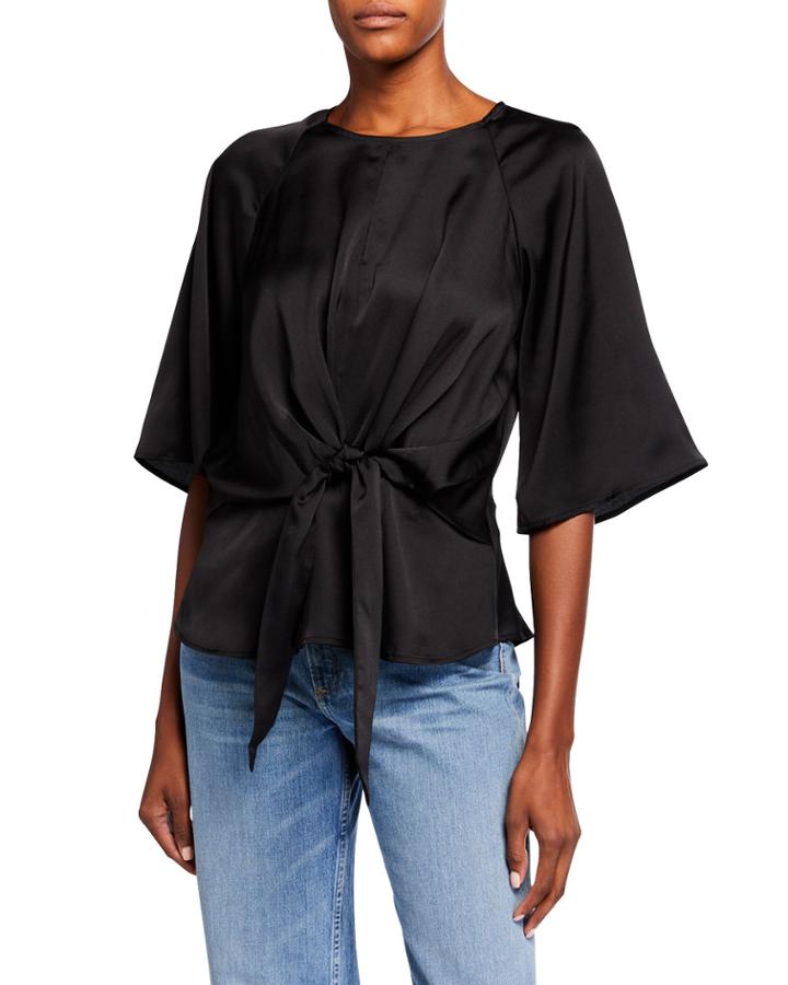 Tie-front 1/2-sleeve Pebble