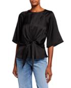 Tie-front 1/2-sleeve Pebble