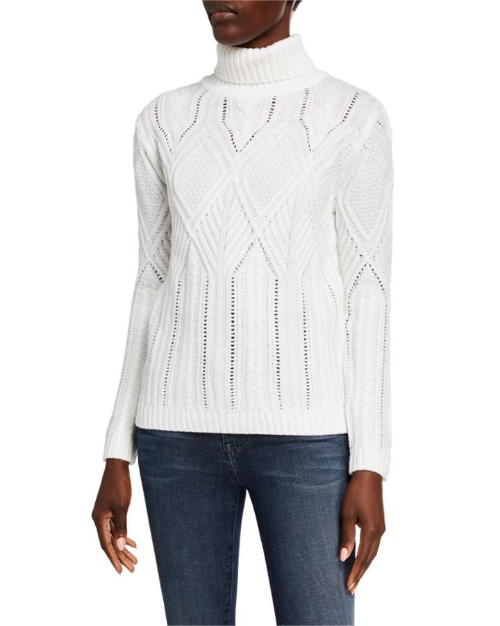 Turtleneck Cable-knit Eyelet
