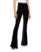 High-rise Velvet Flare Pants
