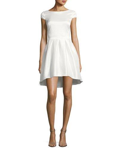 Cap-sleeve A-line Cocktail Dress, White