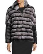 Rabbit Fur Jacket W/ Removable Down Sleeves, Charcoal