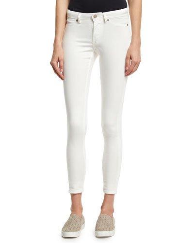 Spray-on Mid-rise Skinny Jeans, White