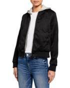 Removable Hood Jacquard Bomber Jacker