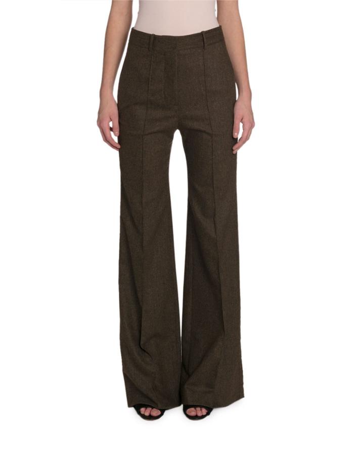 High-rise Wide-leg Flannel Pants