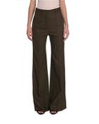 High-rise Wide-leg Flannel Pants