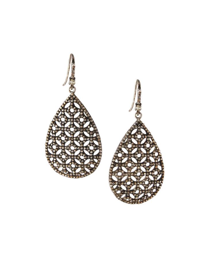 Champagne Rose Cut Diamond Teardrop Earrings