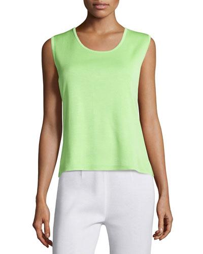 Scoop-neck Knit Tank, Fen Green