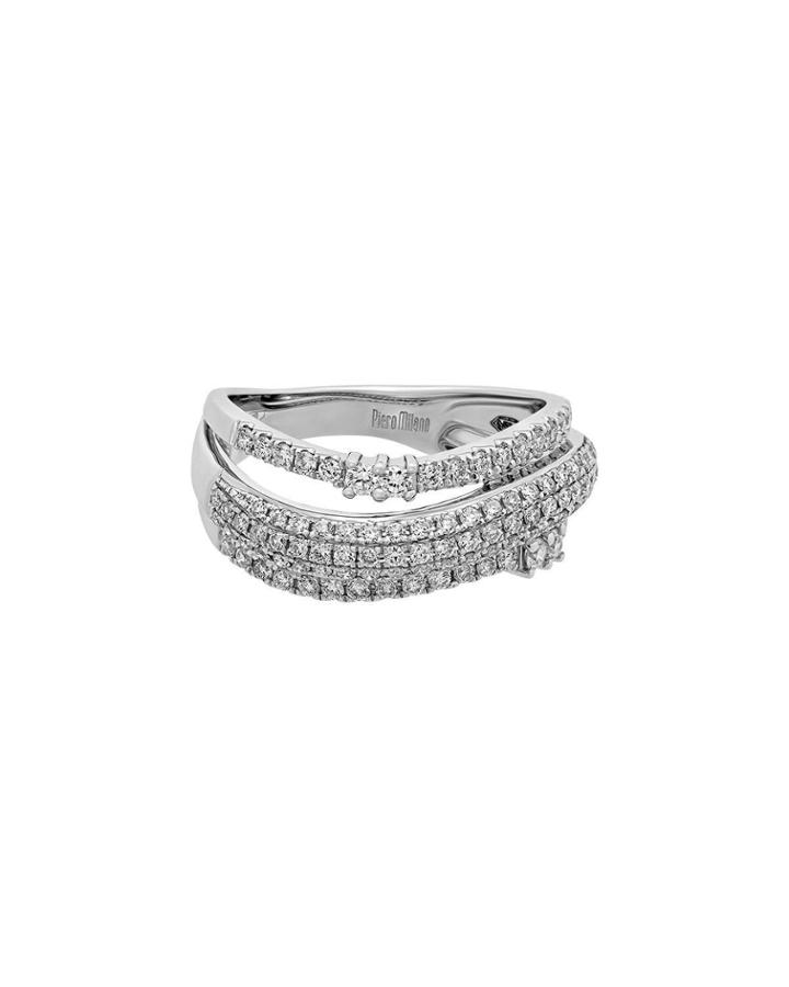 18k White Gold 4-row Curved Diamond Ring,