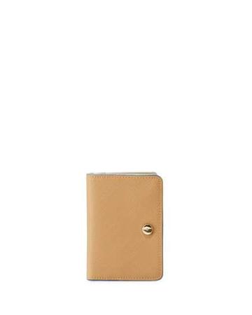 Saffiano Faux-leather Snap Wallet, Camel