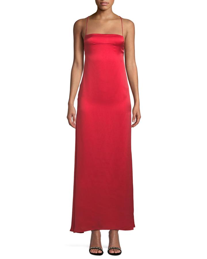 The Adley Slip Gown Dress In Sand-washed