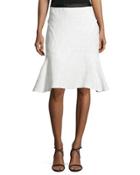 Boucl&eacute; Flounce Skirt, White/black