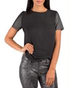 Faux Leather Chiffon Boxy Top