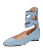 Leather Caged-ankle Ballet Flats