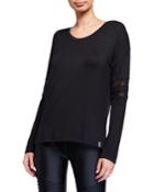 Long-sleeve Top With Mesh-sleeve Detail