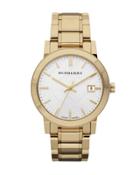 Check Sunray Watch With Bracelet, Golden