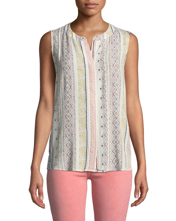Fiona Button-back Printed Gauze Blouse